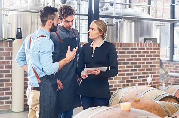 Small business owners having a meeting at their restaurant
