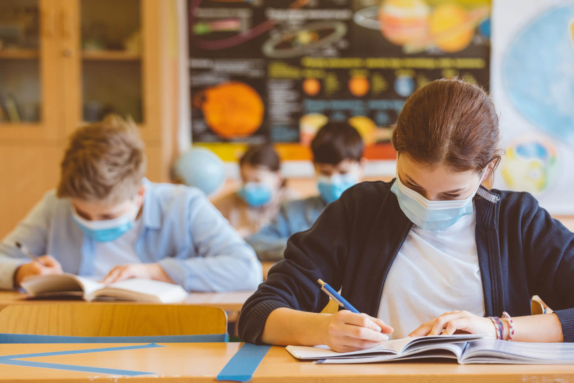 Socially distanced K12 classroom
