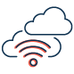 Drawn icon of two clouds and wi-fi icon