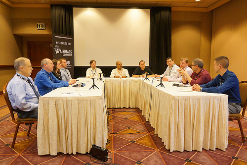 Tech Field Day Roundtable at Atmosphere 2012: L-R: Don Barry, David Morton, Jennifer Huber, Sean Rynearson, Chris Lyttle, Partha Narasimhan, Carlos Gomez, Daniel Cybulskie, Sam Clements, Randy Monroe and Ryan Holland.