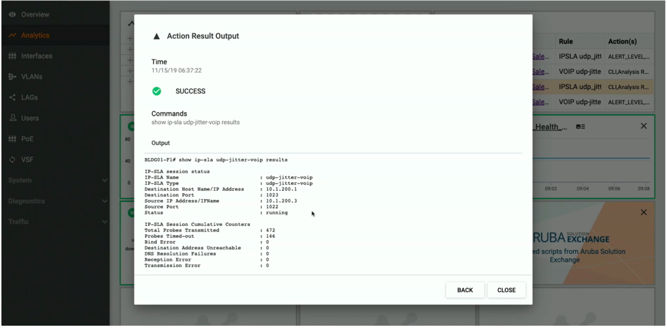 NAE警报的细节。  This one shows that an IP SLA monitoring UDP jitter has detected timed out probes.