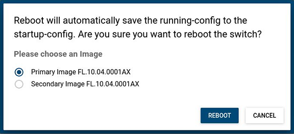 Reboot confirmation dialog box