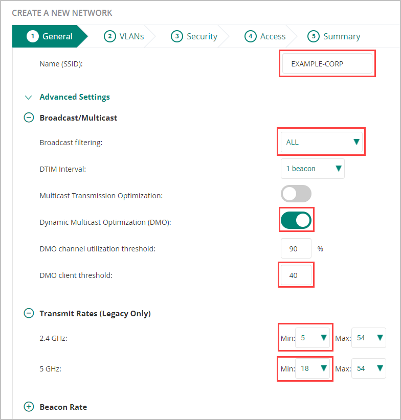 General SSID Configuration