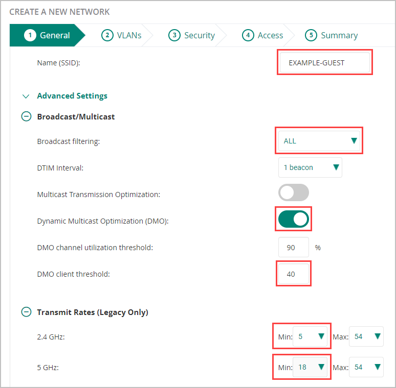 General SSID Configuration