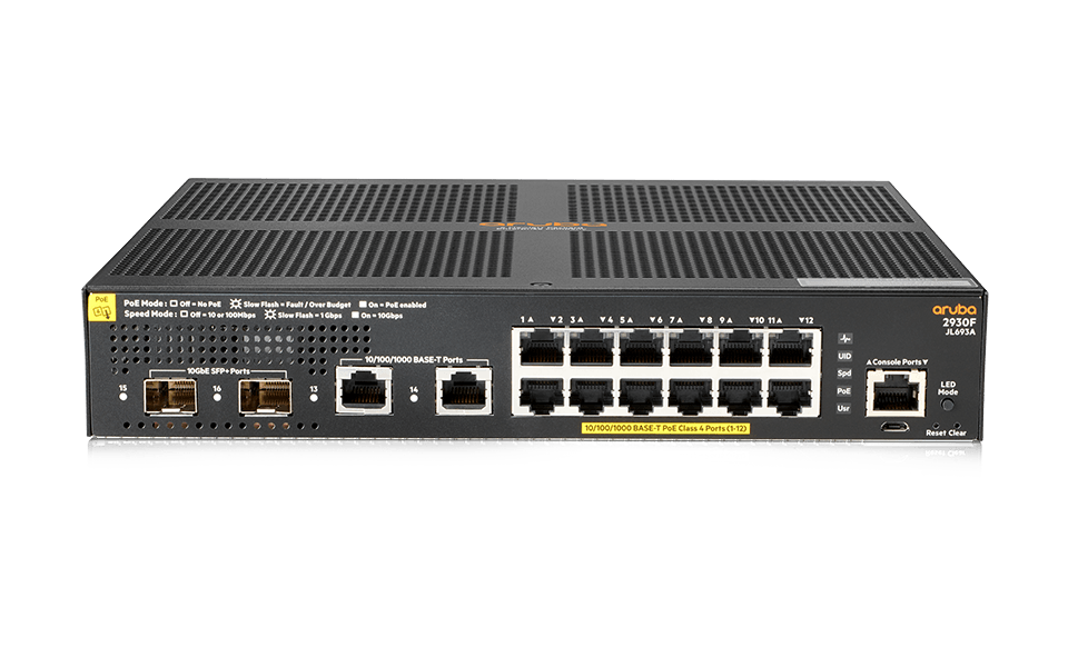 Aruba 2930F 12G PoE + 2G / 2SFP +输送器（JL693A）