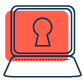 Icon of a computer screen with a lock symbol inside