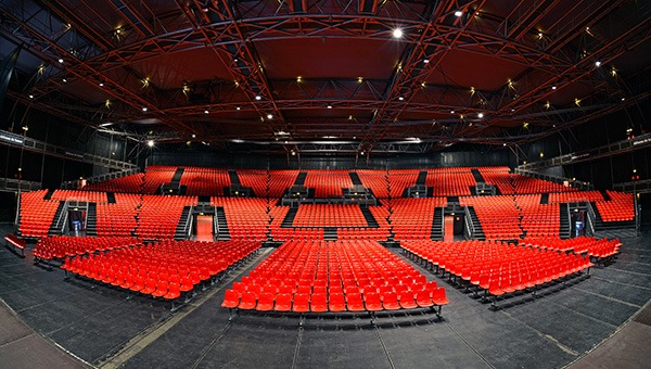 Empty event space as seen from the stage